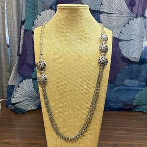 Elegant Silver Tone and AB Crystal Beaded Necklace